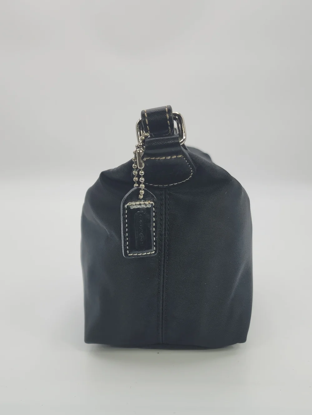 Vintage COACH Black Nylon Demi Mini Hobo Bag with Leather Trim